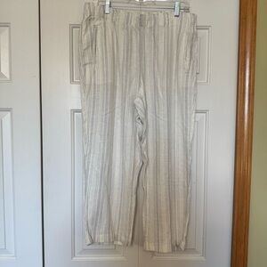 Sigrid Olsen Linen Blend Wide Leg‎ Elastic Waist Pants